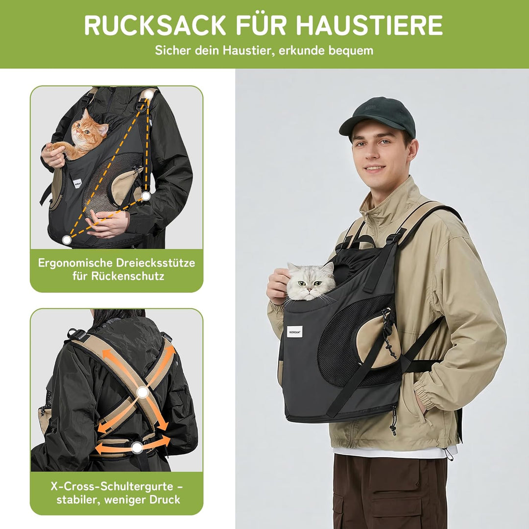 ALLSOPETS Hundetragerucksack, Tragbarer Haustiertragerucksack für Katzen Hunde Welpen, Integrierter