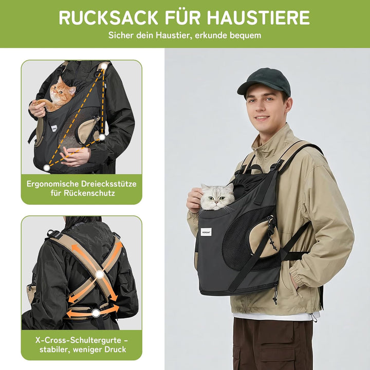 ALLSOPETS Hundetragerucksack, Tragbarer Haustiertragerucksack für Katzen Hunde Welpen, Integrierter