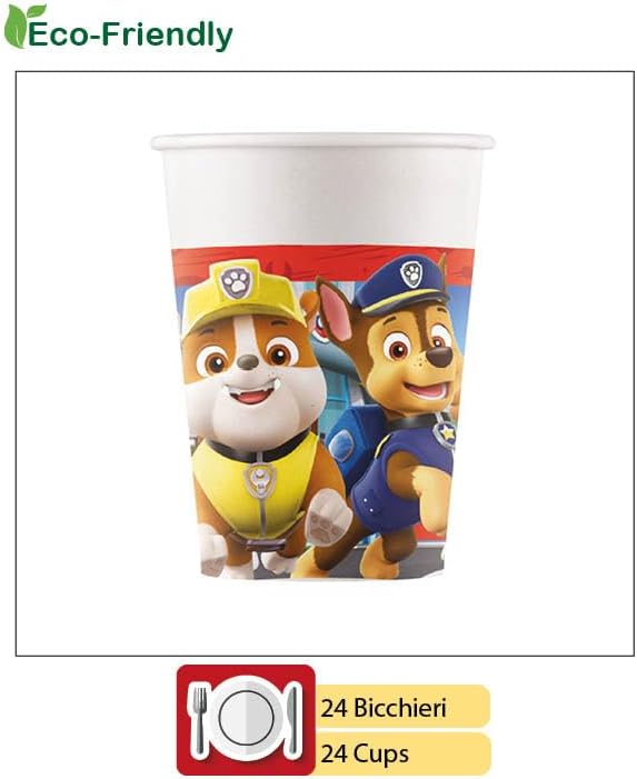Ciao - Party-Set Paw Patrol Rescue Heroes Menschen (88 Stück Teller Ø23 cm, 24 Becher 200 ml, 40 Ser