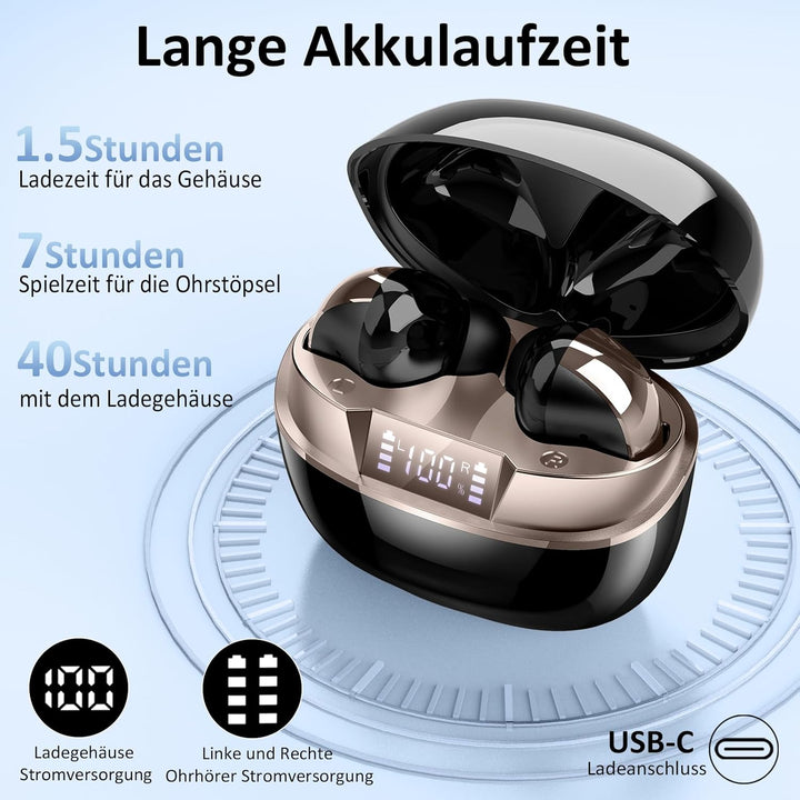Bluetooth Kopfhörer, Kopfhörer Kabellos Bluetooth 5.4 HiFi-Klangqualität mit ENC Mikrofon, 47Std Spi
