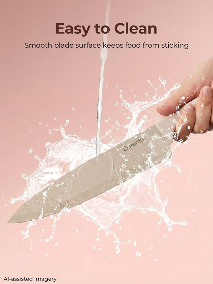 D.Perlla Messerset,12-tlg bunte Edelstahl Küchenmesserset mit Schutz