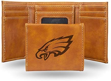 Rico Industries NFL Laser Engraved Tri-Fold Wallet, Brown Philadelphia Eagles, Philadelphia Eagles
