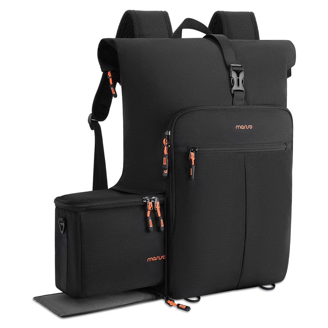 MOSISO Kamerarucksack mit Kamera Inneneinsatz, Fotografie Rucksack mit Erweiterbarem Rollverschlussf
