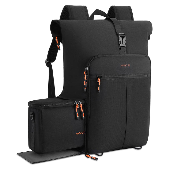 MOSISO Kamerarucksack mit Kamera Inneneinsatz, Fotografie Rucksack mit Erweiterbarem Rollverschlussf