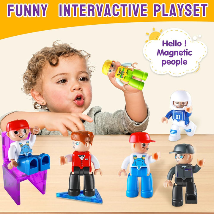 Magnetische Bausteine Spielzeug für Kinder, 15 Stück Magnetische Figuren kompatibel mit magnetbauste