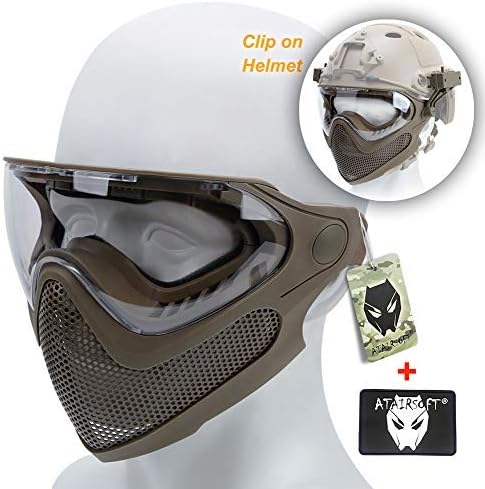 ATAIRSOFT Airsoft 2 Modi Taktische Sicherheit Schutz Vollmaske Antibeschlagbrille Set mit 3 Wechselo
