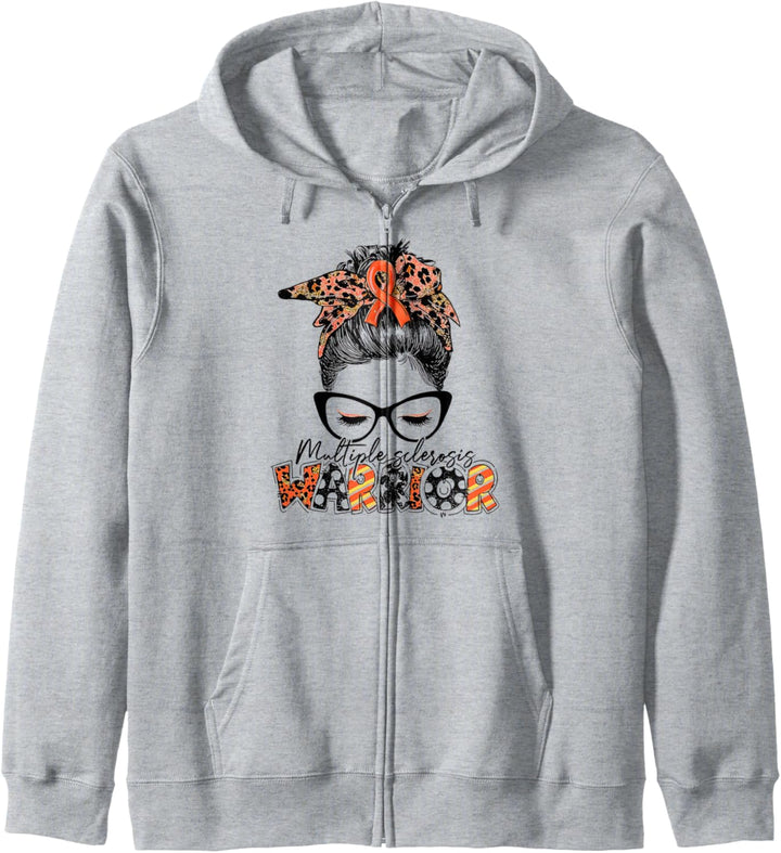 Damen Unordentlicher Dutt Leopard Multiple Sklerose Awareness Mom Kapuzenjacke