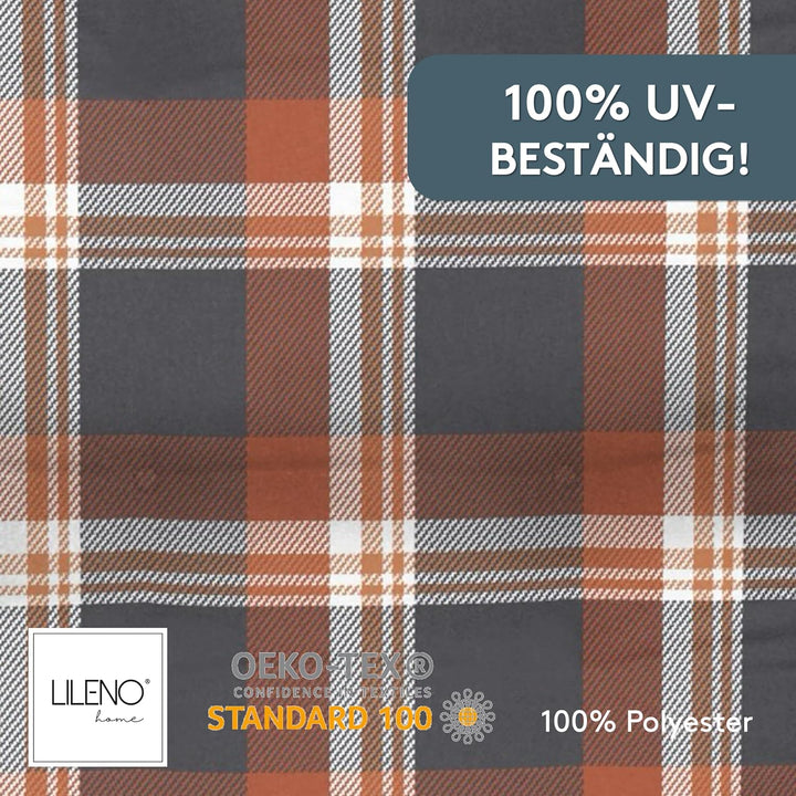 LILENO HOME Gartenstuhl Auflagen als [2er Set - Hochlehner] in Karo Rot - Bequeme Liegen als Sitzauf