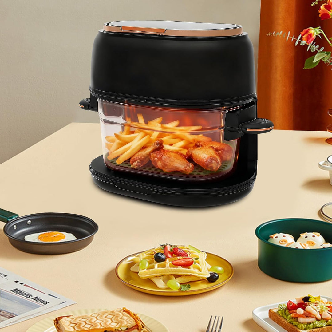 Air Fryer Heissluftfritteuse Glas 4L, Ölfrei Fritteuse mit Touch Display, 1350W, Timer &amp; Temperaturr