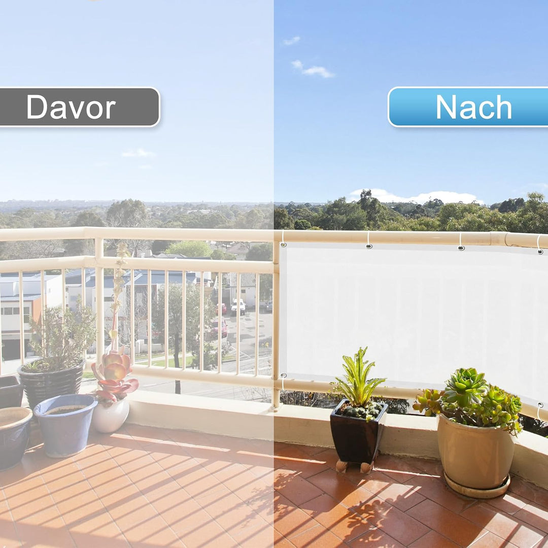 SUNNY GUARD Balkon Sichtschutz Wetterfest 90x500cm Balkonverkleidung Balkonabdeckung Balkonumspannun