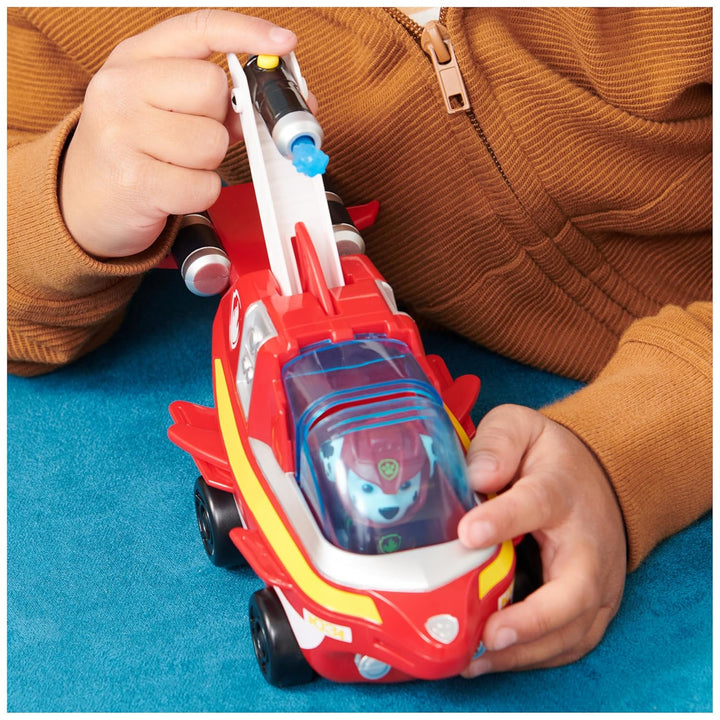 PAW PATROL, Aqua Pups - Basis Fahrzeug Spielzeugauto im Delfin-Design mit Marshall Welpenfigur, Spie