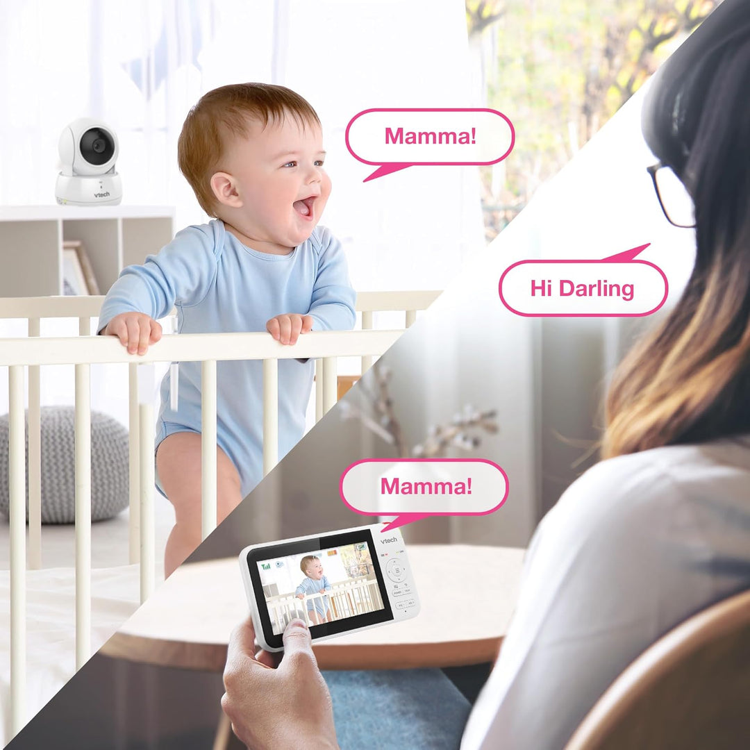 Vtech VM924 Babyphone mit Kamera 5 Zoll Video Baby Monitor, 31 Stunden Akkulaufzeit Babyfon mit Kame