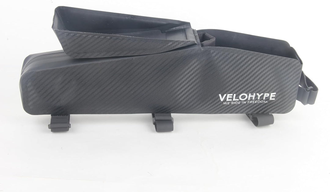 Velohype® XL-Bikepacking Oberrohrtasche | 2,5 Liter | 100% Wasserdicht | reissfestes Carbon-Hydrogua
