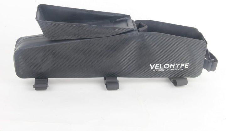 Velohype® XL-Bikepacking Oberrohrtasche | 2,5 Liter | 100% Wasserdicht | reissfestes Carbon-Hydrogua