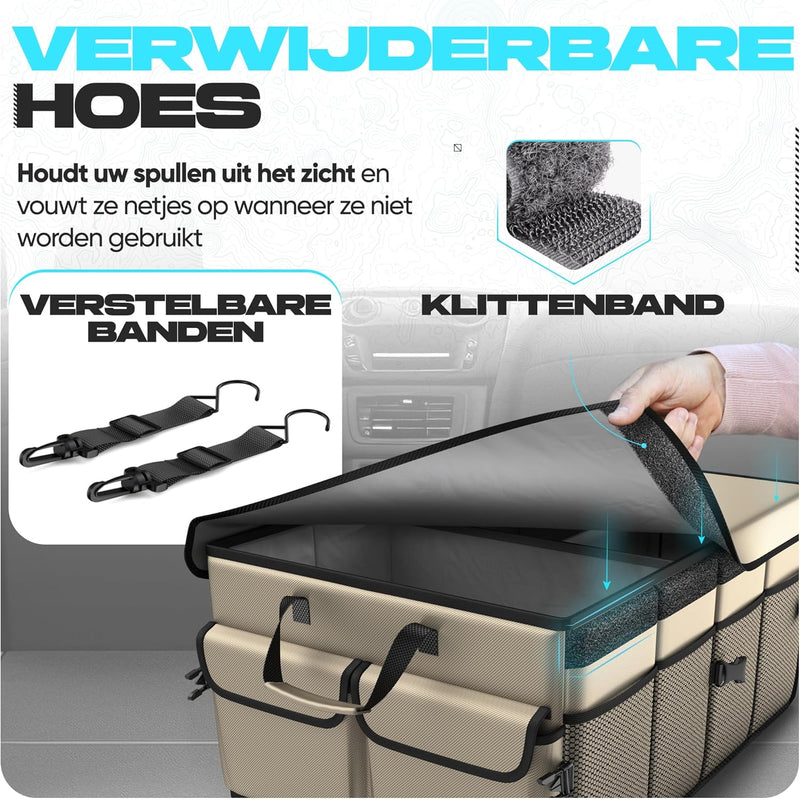 FORTEM Kofferraum Organizer, Kofferraumtasche, Zusammenklappbarer Auto Organizer Kofferraum mit Fäch