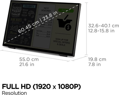 Viewsonic TD2465 59,6 cm (24 Zoll) Touch Monitor (Full-HD, HDMI, USB, 10 Punkt Multitouch, integrier