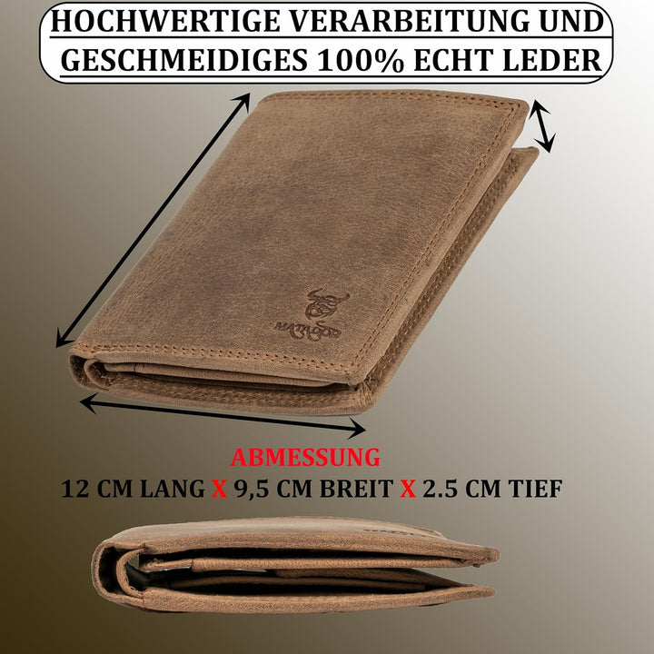 MATADOR Geldbörse XXL Portmonee Herren Gross Echt Leder mit vielen Fächern & RFID Schutz | Portemonn