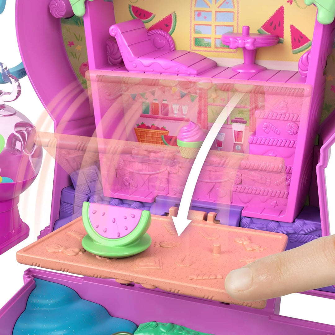 Polly Pocket Puppen und Spielset, Kaugummi-Kätzchen-Schatulle, Reisespielzeug mit 1 Mikropuppe, Haus