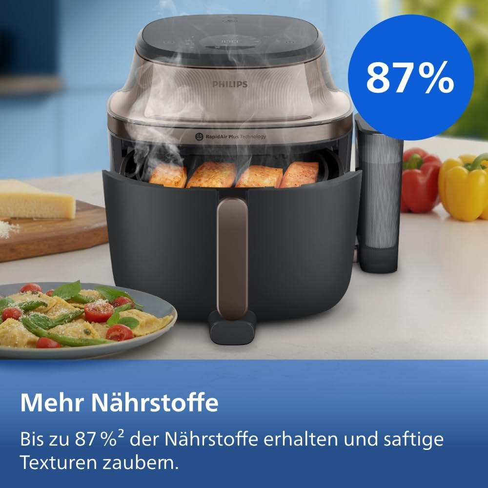 Philips Steam Airfryer 5000 Series Heissluftfritteuse mit Dampfgar-Funktion, Steam, Airfry, SteamFry