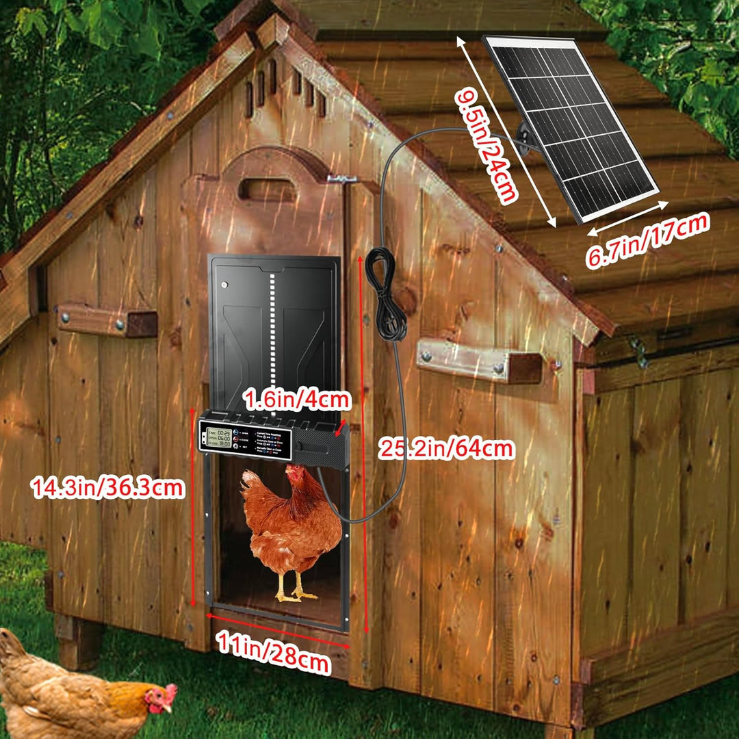 Grosse Solar Automatische Hühnerklappe Upgrade,Elektrische Hühnerklappe Automatisch mit Timer, 7W So