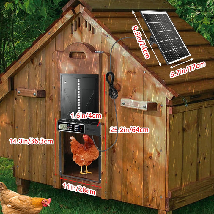 Grosse Solar Automatische Hühnerklappe Upgrade,Elektrische Hühnerklappe Automatisch mit Timer, 7W So
