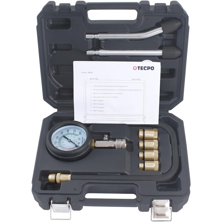 TECPO Kompressionstester für Benzin Motor 0-20 Bar Kompression Prüfer messen Werkzeug