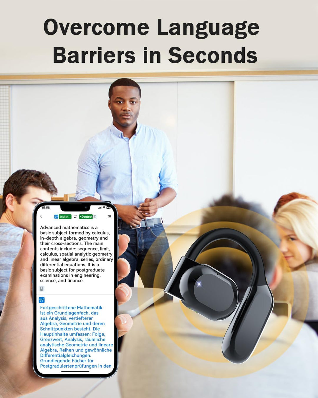 ANSTEN AI ÜBersetzer KopfhöRer, Echtzeit Translation Earbuds für Reisen Lernen, Bluetooth ÜBersetzun