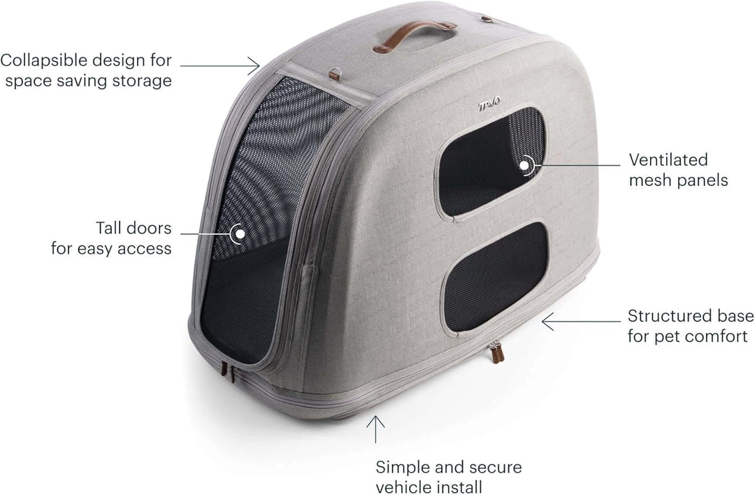 Tavo Crispin Haustier-Transportbox Large – Crash-getestete Auto-Transportbox für Hunde & Katzen, ISO