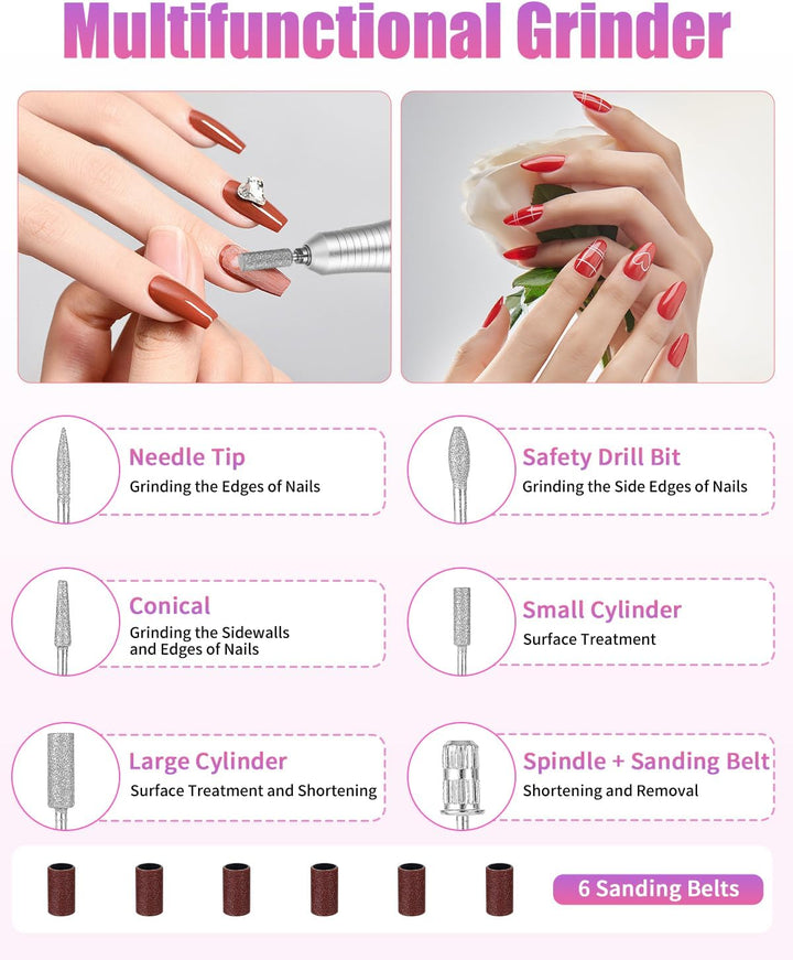 Nagelfräser,Elektrische Nagelfeile 45000 U/min,Fräser Nägel mit LED Display und Pause Funktion,USB A