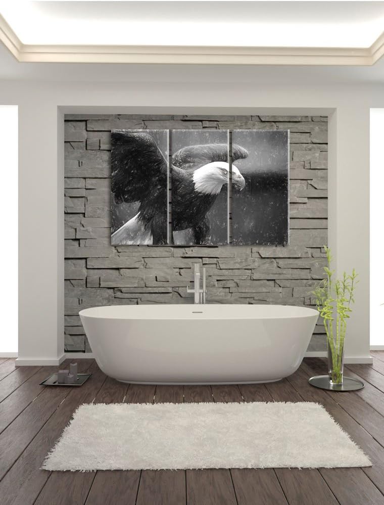Pixxprint Adler als Leinwandbild/Grösse: 3 Teilig (120x80) cm/Wandbild/Kunstdruck/fertig bespannt