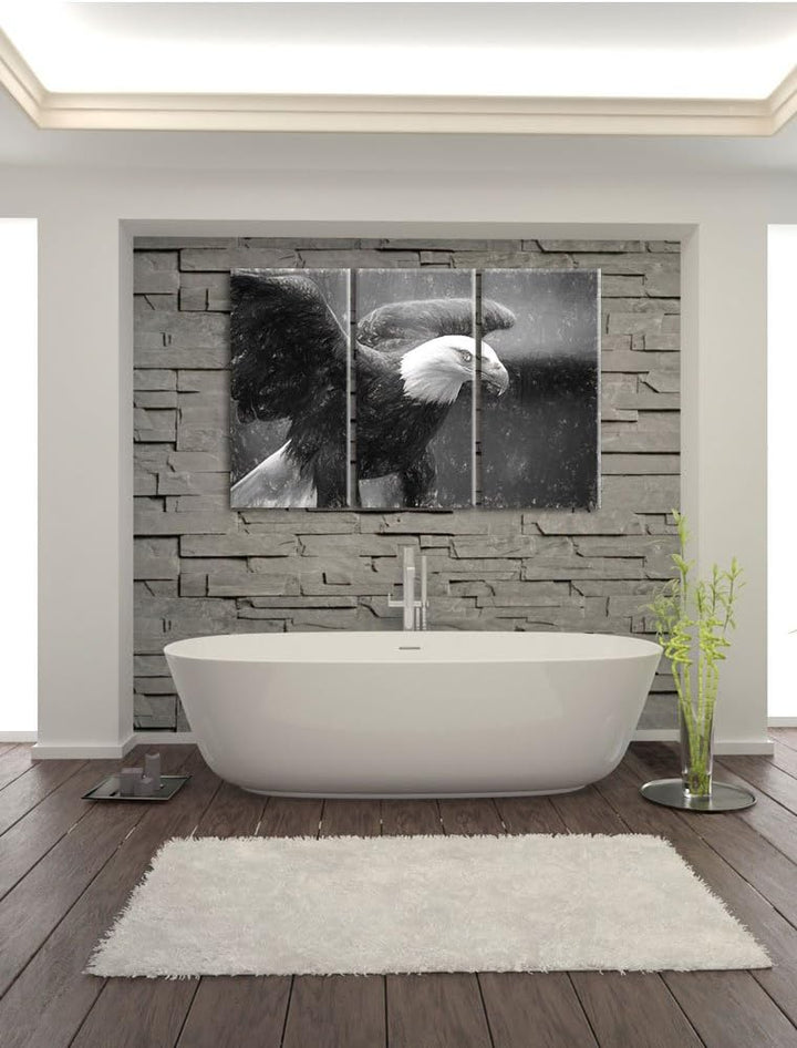 Pixxprint Adler als Leinwandbild/Grösse: 3 Teilig (120x80) cm/Wandbild/Kunstdruck/fertig bespannt
