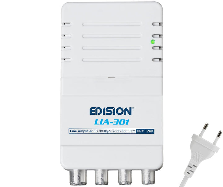 EDISION LIA-301 Hausanschlussverstärker UHF/VHF, 5-20db, 98dBmV, Frequenzbereich 47-694Mhz, geeignet