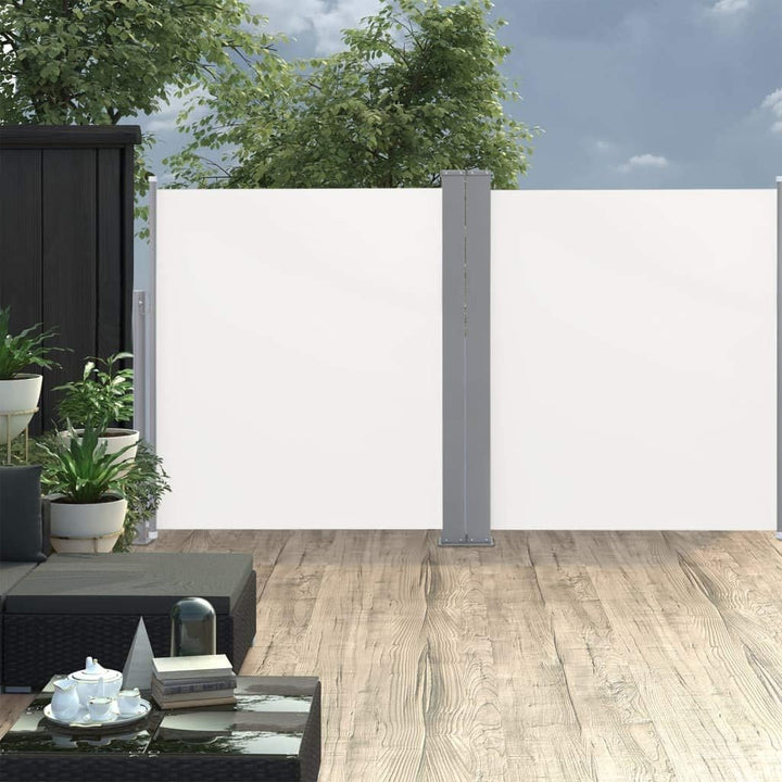Tidyard Doppel Ausziehbare Seitenmarkise Balkonsichtschutz Windschutz Sonnenschutz für Garten Balkon