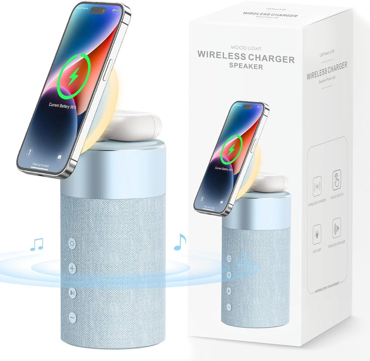 COLSUR Bluetooth Lautsprecher, Mag-Safe Kabelloses Ladegerät, Bluetooth Lautsprecher mit Nachtlicht,