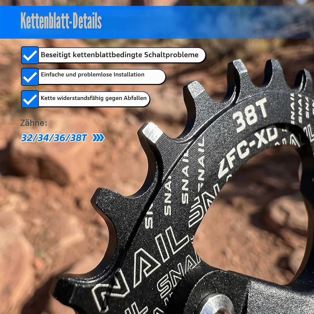 ZTZ Mountainbike 170 mm Kurbelgarnitur mit 104 BCD 32/34/36/38T Kettenblatt, Aluminiumlegierung MTB