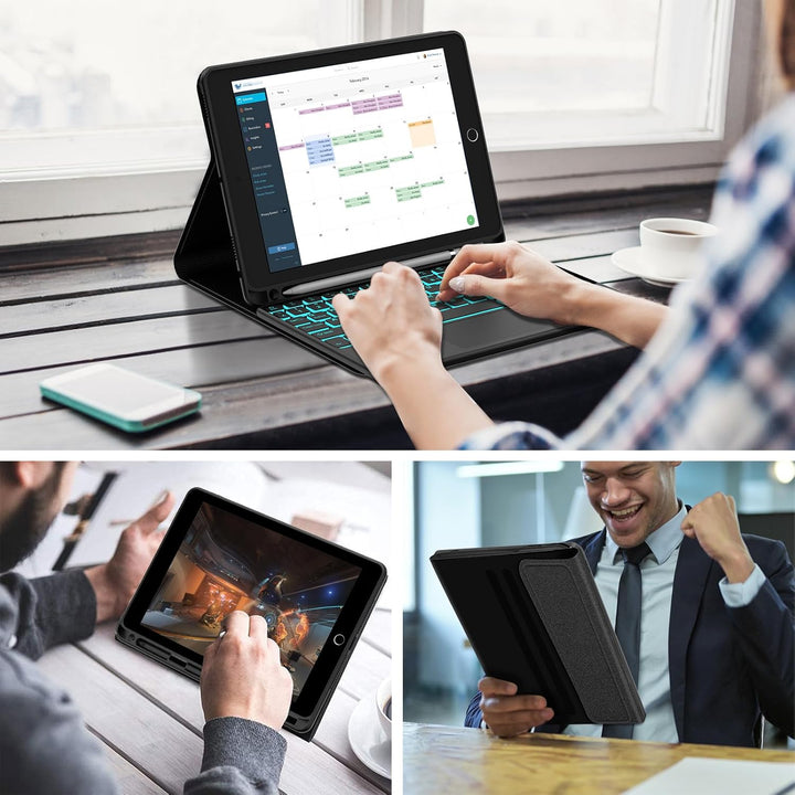 Tastatur Hülle mit Touchpad für iPad 10.2 Zoll (9/8/7 Generation) 2021/2020/2019, 7 Farben Beleuchtu