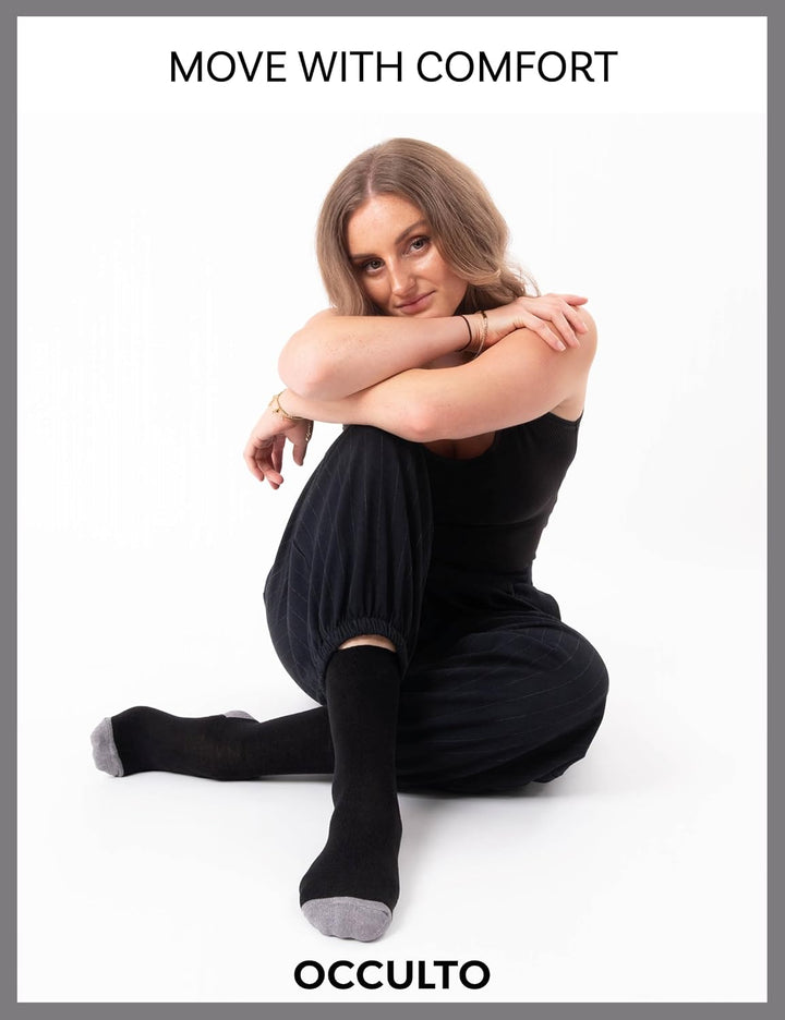 Occulto 10 PAAR SOCKEN für DAMEN aus BAUMWOLLE (Modell: Gertrud) 35-38 Schwarz-grau, 35-38 Schwarz-g