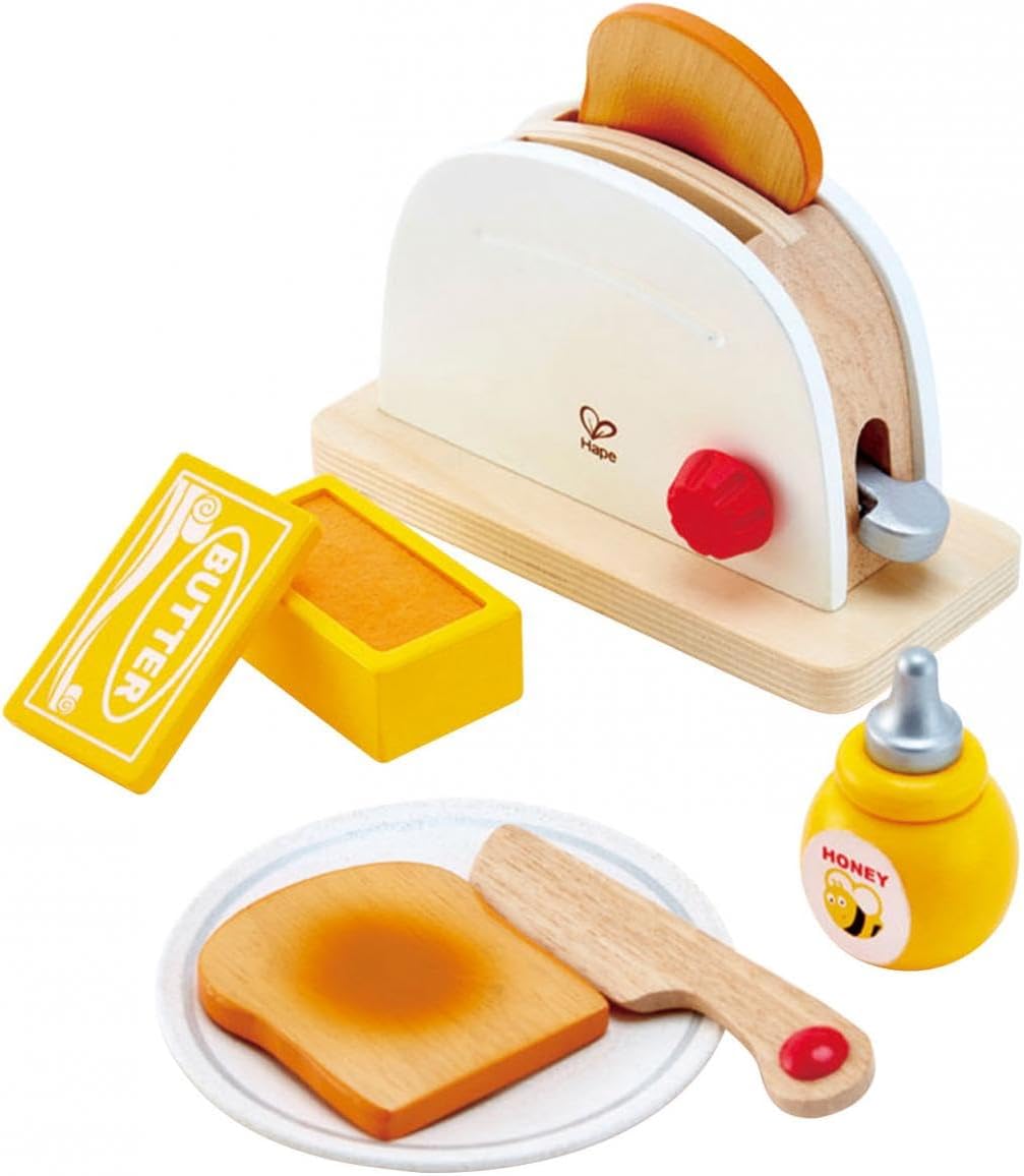 Hape Pop-up-Toaster-Set| Küchen-Fantasiespiel mit Frühstückszubehör für Kinder von Hape, Weiss Singl