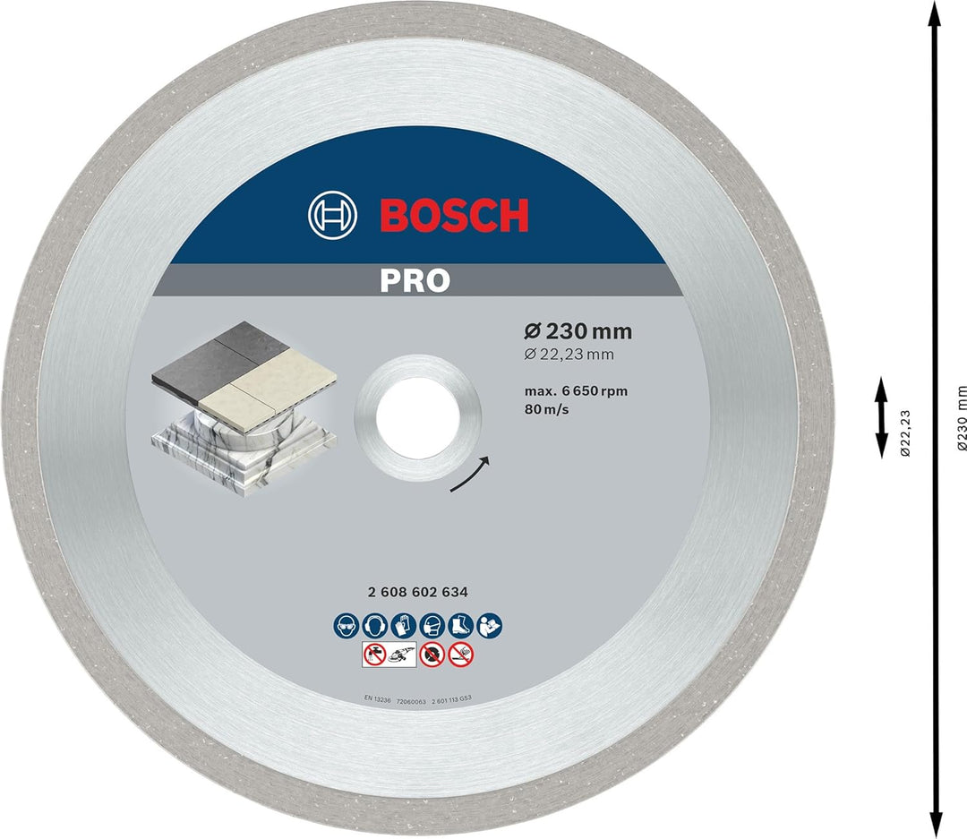 Bosch Professional Diamanttrennscheibe Best für Ceramic, 230 x 22,23 x 2,4 x 10 mm, 2608602634