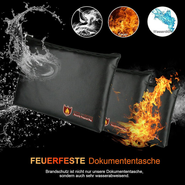 Feuerfeste Dokumententasche 34 x 25 cm, Wasserdichte Feuerbeständige Tasche, Tresor Feuerfest Geldsc