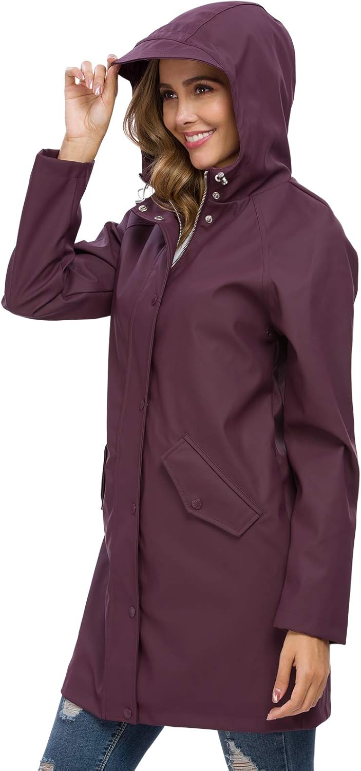 Fahsyee Regenmantel Damen, Regenjacke Wasserdichter Regenmantel mit Kapuze Windbreaker Outdoor Lang