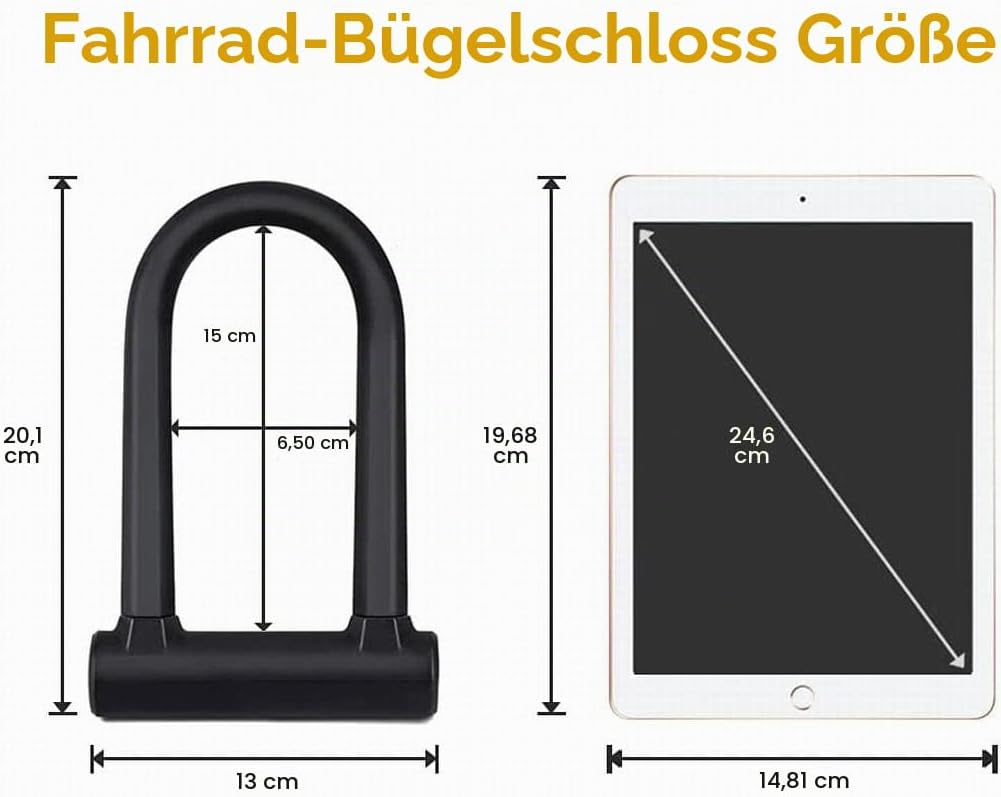 Bügelschloss für Fahrräder, DINOKA U Fahrradschloss + Stahl Kabelschloss mit Halterung 2 IN 1 Fahrra