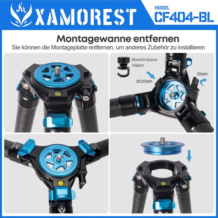 CF404-BL Jagdstativ aus Kohlefaser, Robustes Stativ ohne Mittelsäule, 40 mm Rohrdurchmesser, CF404-B
