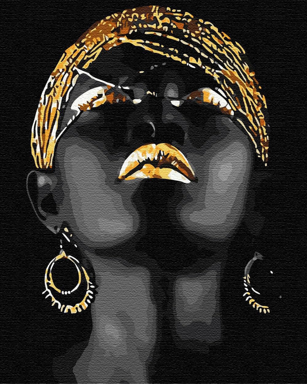 Artnapi Malen nach Zahlen Erwachsene mit Rahmen | DIY Handgemalt | Mädchen in Gold | Kit für Anfänge