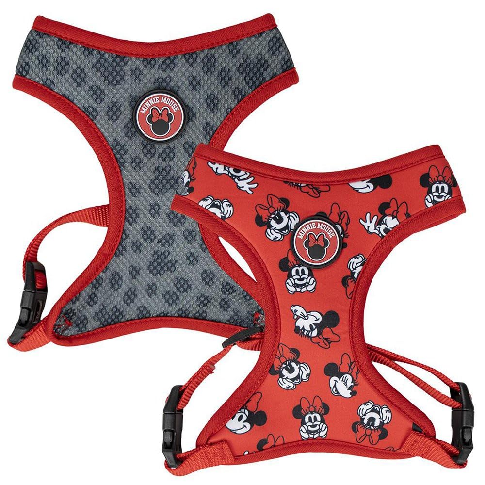 Premium-Hundegeschirr von Minnie Mouse, Grösse XXS/XS, Grau und Rot, verstellbares Hundegeschirr, 10