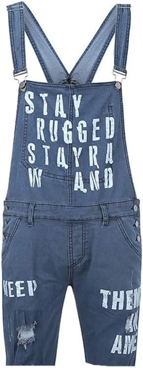 Ansenesna Latzhose Herren Jeans Zerrissen Löcher Kurz Jumpsuit Männer Sommer Destroyed Risse Ripped