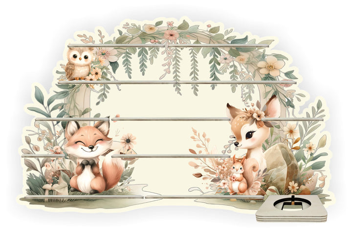 Farbklecks-Collection Musikboxregal Blumenbogentiere, Wandregal für mehr als 60 Hörfiguren, Masse 79