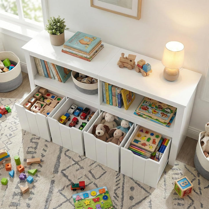 Kinderregal Spielzeugregal mit Boxen,Kinderzimmer Regal Kinder Bücherregal mit Kinderkommode,Spielze