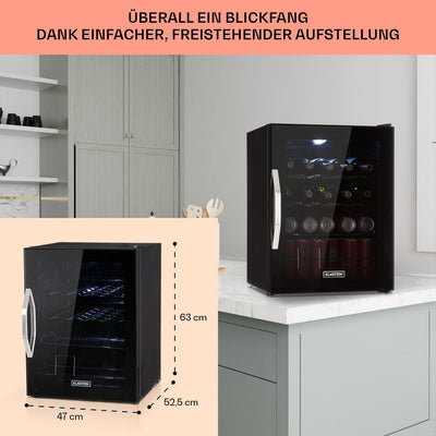 Klarstein Mini Kühlschrank mit Glastür, für Zimmer, Getränkekühlschrank Klein mit Verstellbaren Abla