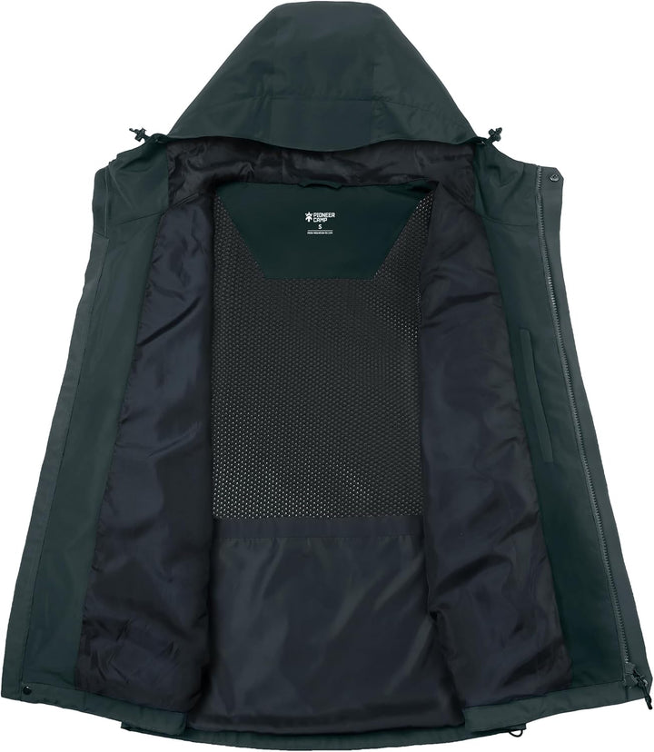 Pioneer Camp Herren Regenjacke Wasserdicht Atmungsaktiv Outdoor Jacke Mit Kapuze 4 Taschen, Grau